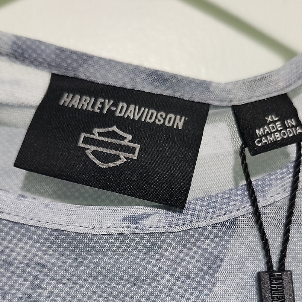Harley-Davidson Blue Graphic Fitted Long Sleeve Blouse - Picture 2 of 10